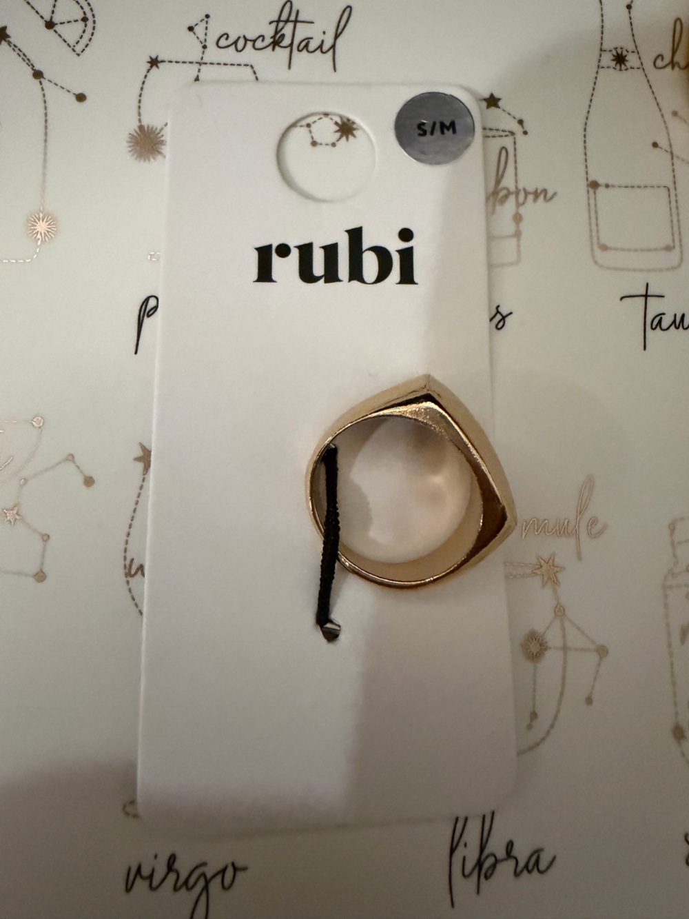 Rubi NEW Gold Geometric Statement Ring - S/M